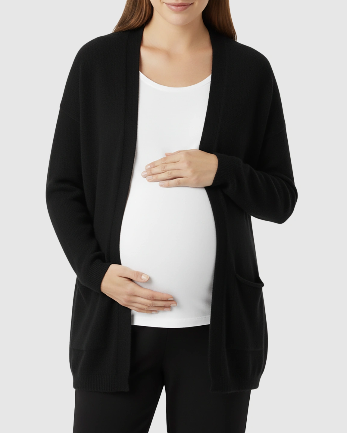 Cozy Wool Blend Long Knit Maternity Cardigan
