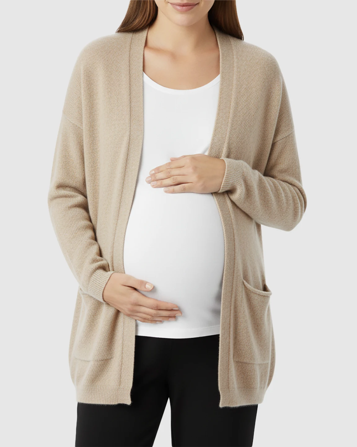 Cozy Wool Blend Long Knit Maternity Cardigan