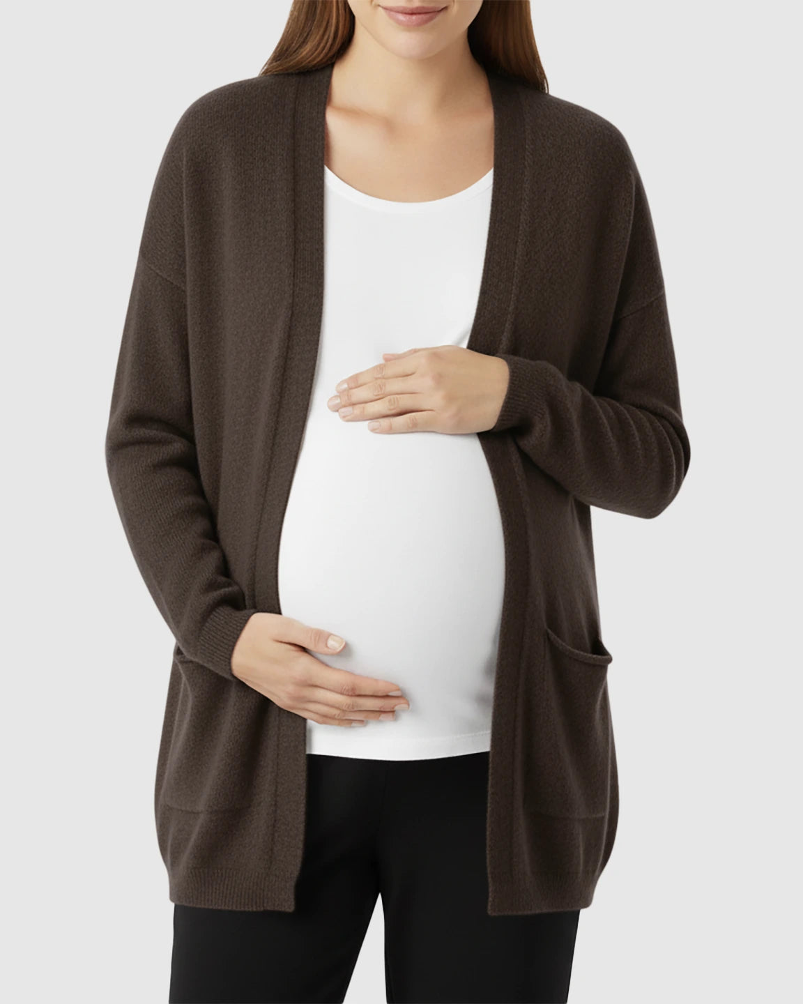 Cozy Wool Blend Long Knit Maternity Cardigan