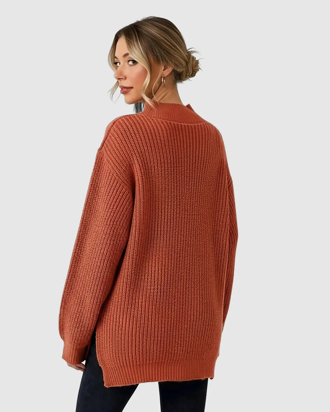 Ribbed Knit Half-Zip Maternity Sweater