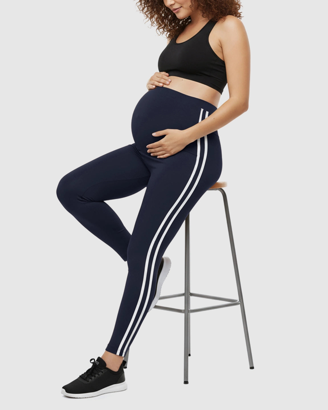 Side Striped Sporty Maternity Leggings