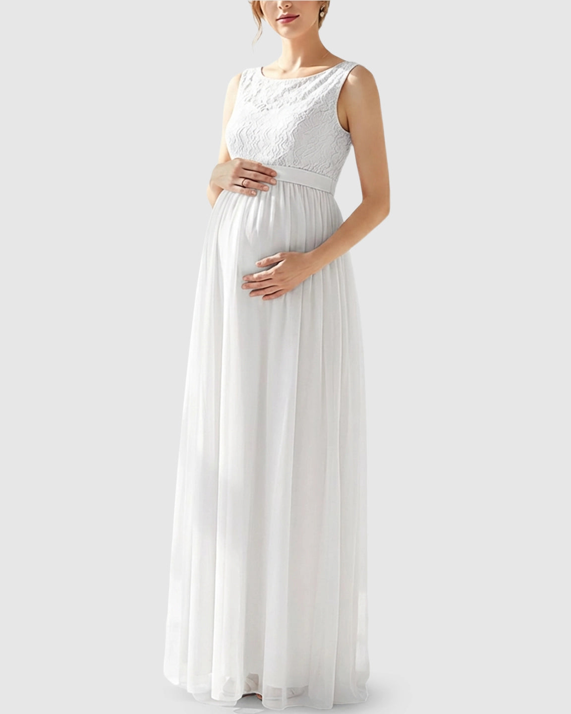 Lace Bodice Elegant Maternity Maxi Dress