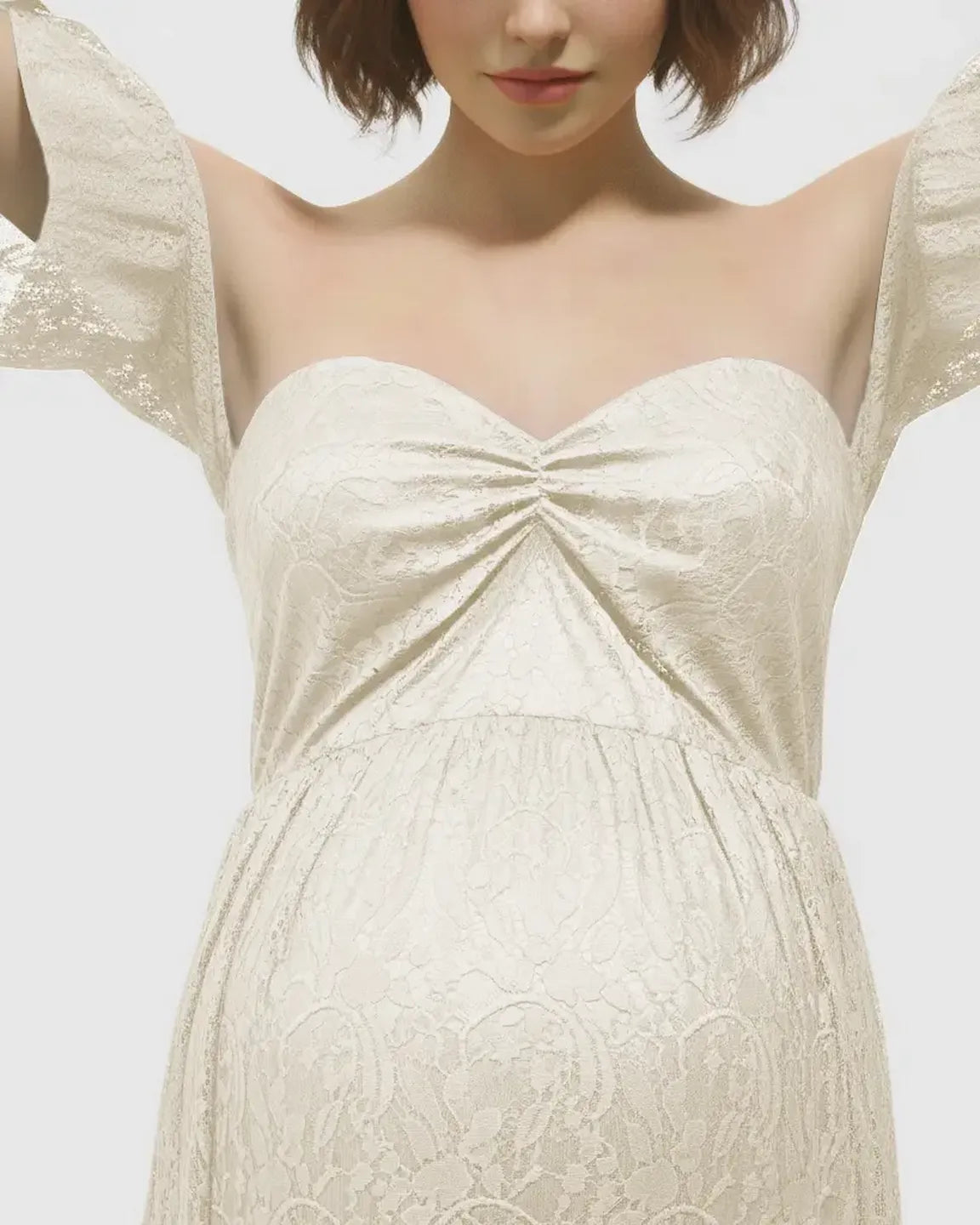 Elegant Lace Off-Shoulder Maternity Photoshoot Dress