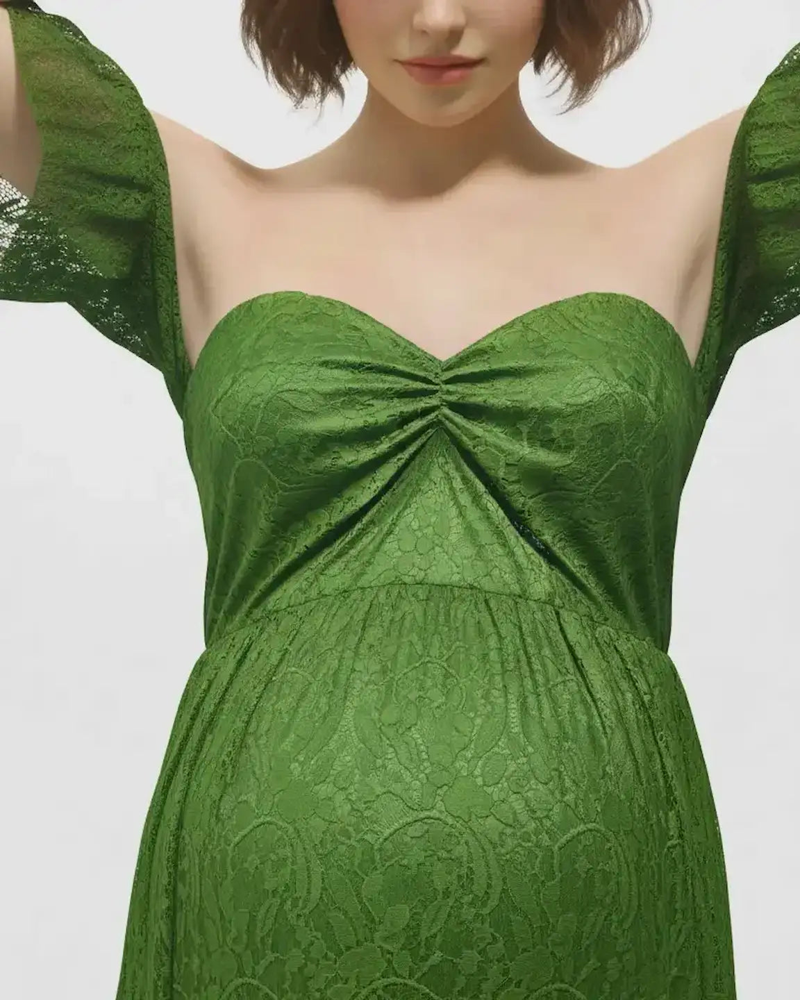 Elegant Lace Off-Shoulder Maternity Photoshoot Dress