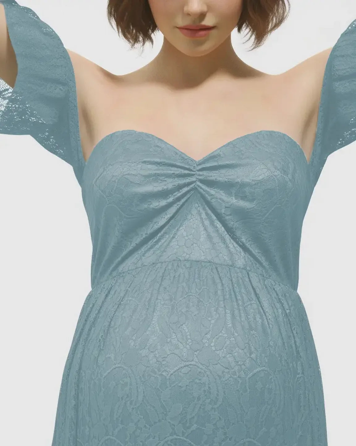 Elegant Lace Off-Shoulder Maternity Photoshoot Dress