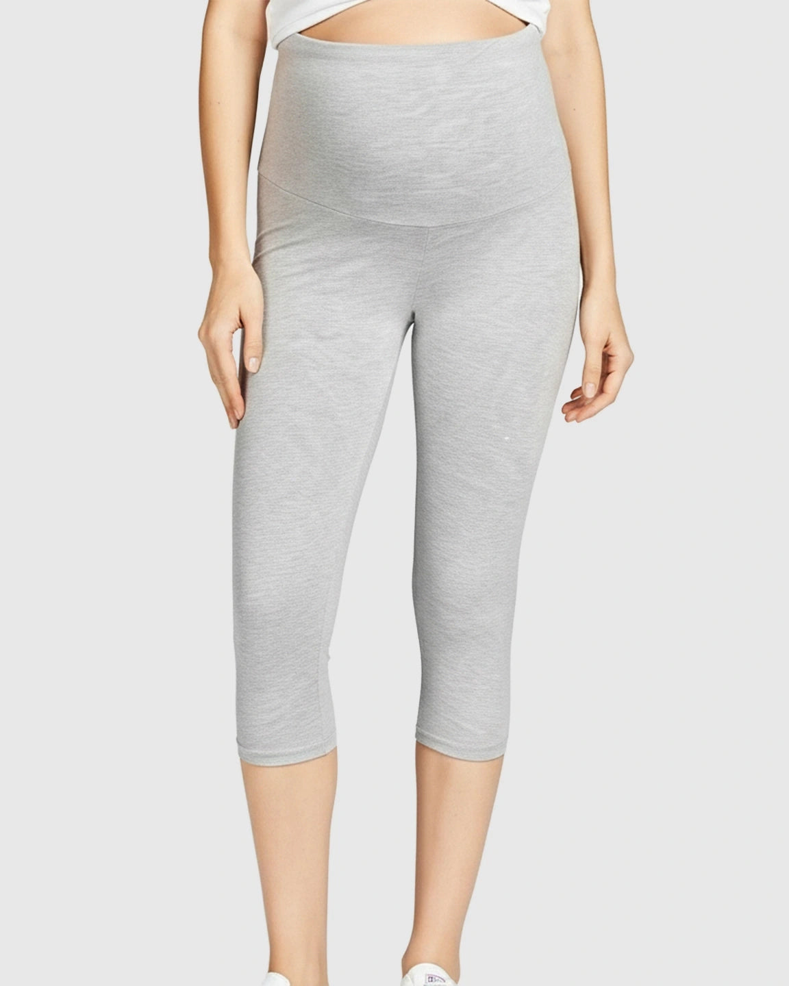 Elastic High-Waist Seven-Point Maternity Pants