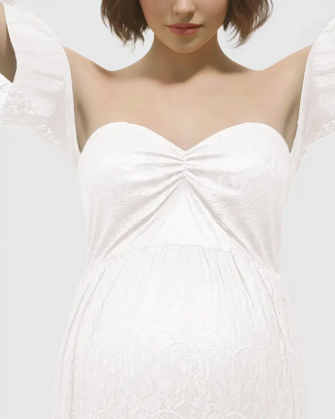 Elegant Lace Off-Shoulder Maternity Photoshoot Dress