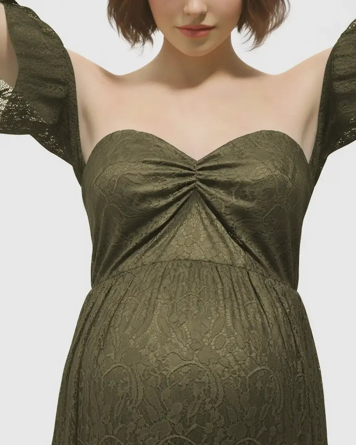 Elegant Lace Off-Shoulder Maternity Photoshoot Dress