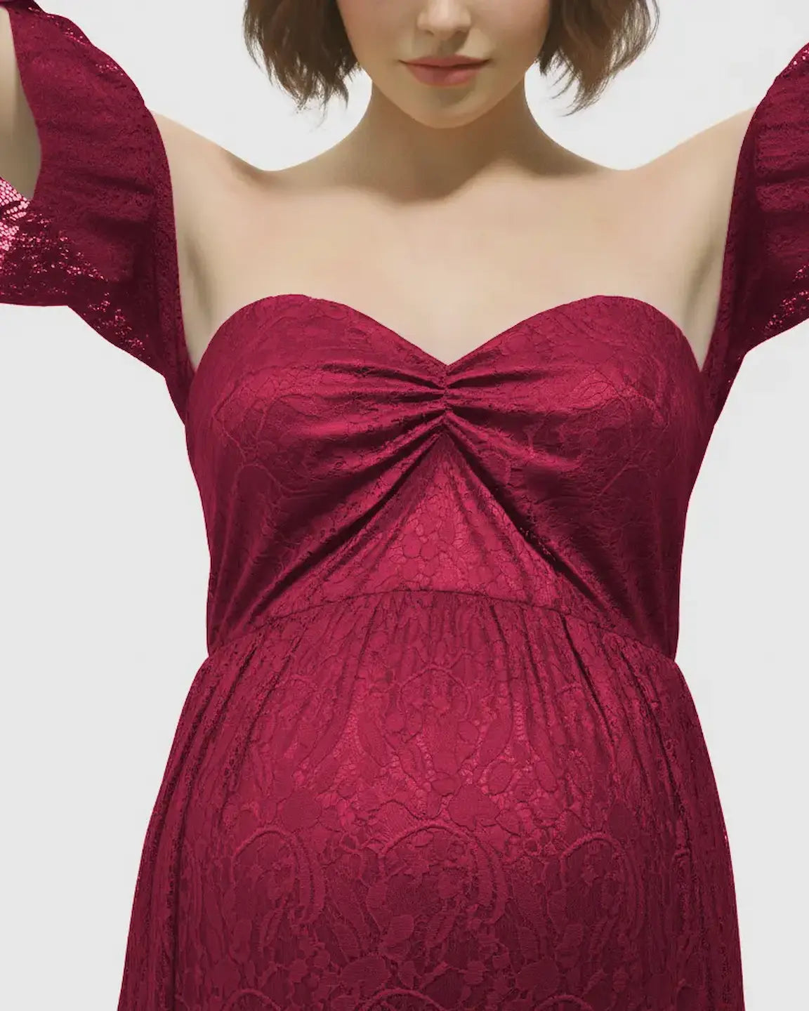 Elegant Lace Off-Shoulder Maternity Photoshoot Dress