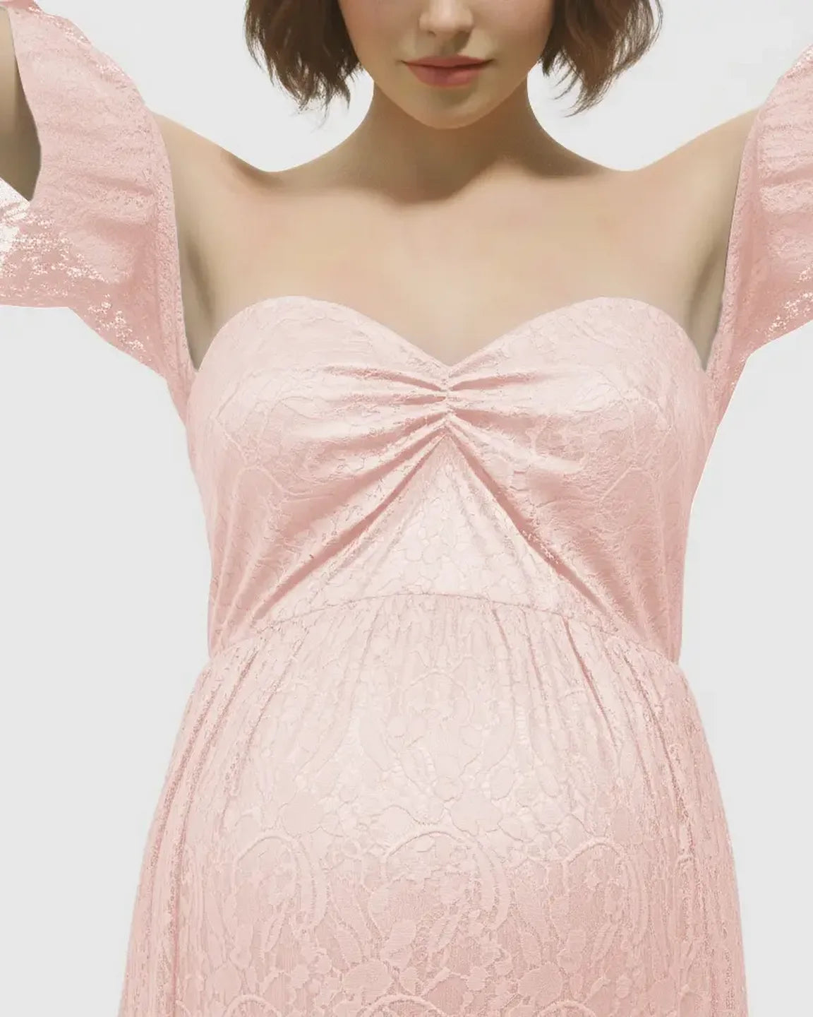 Elegant Lace Off-Shoulder Maternity Photoshoot Dress