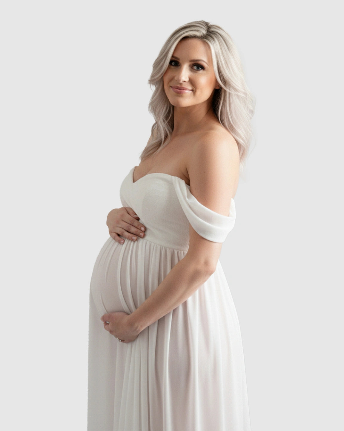 Off-Shoulder Flowing Maternity Photoshoot Gown