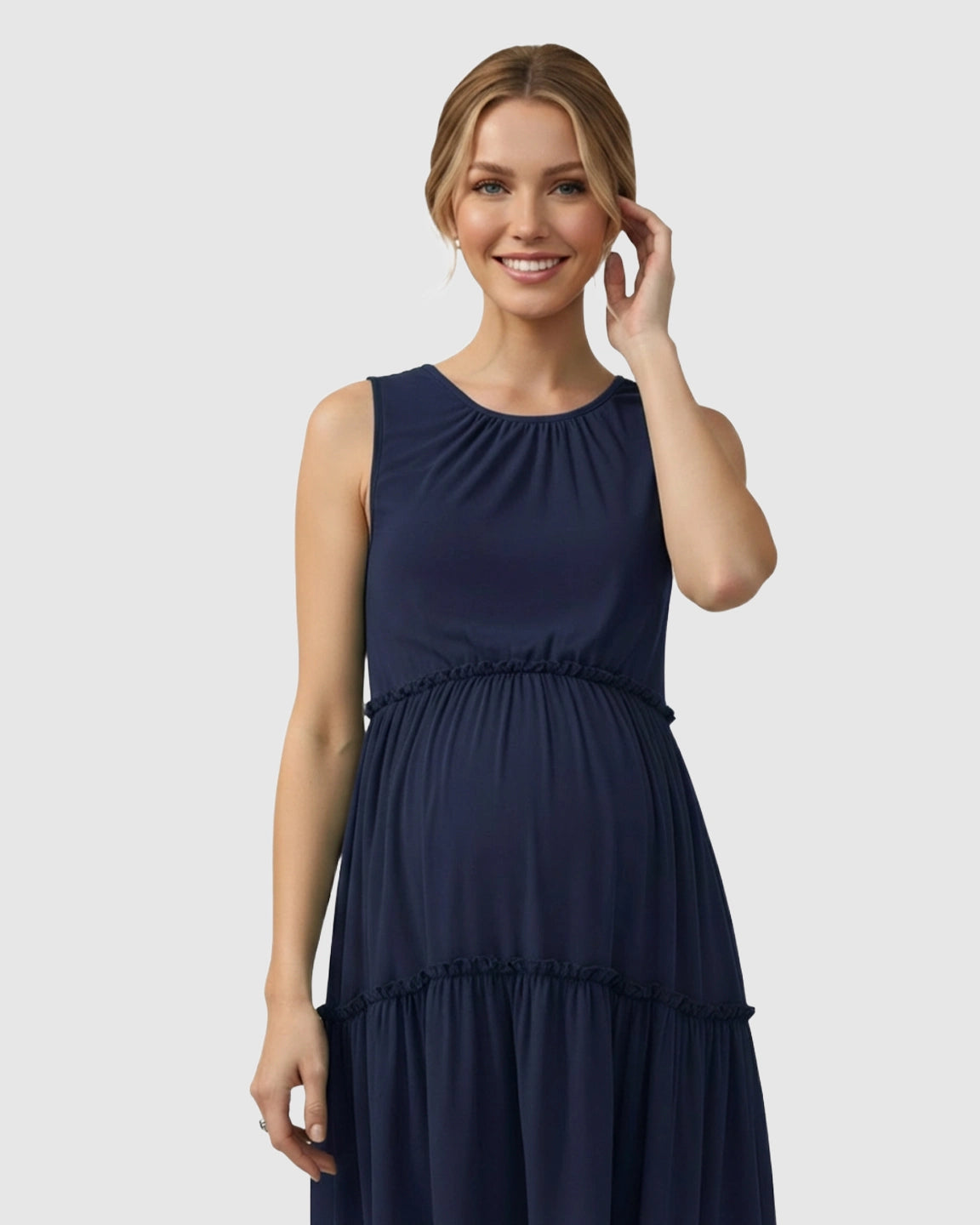 Tiered Ruffle Skirt Casual Maternity Midi Dress