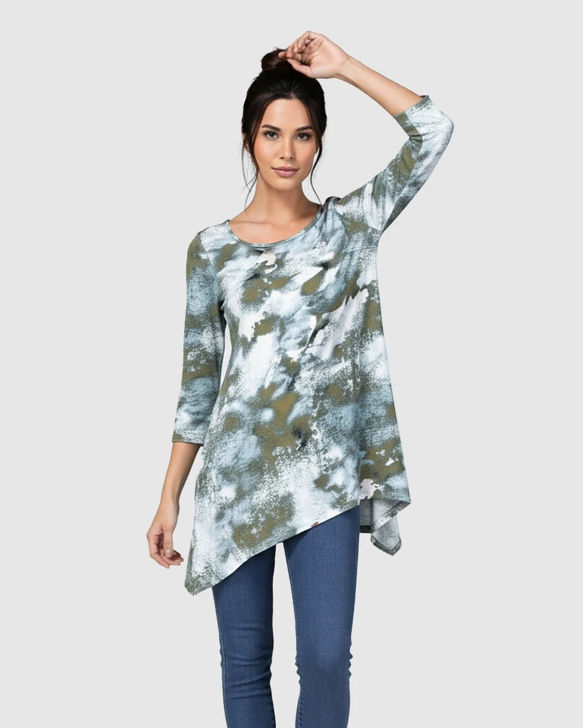 Asymmetrical Hem Casual Maternity Nursing Tunic Top
