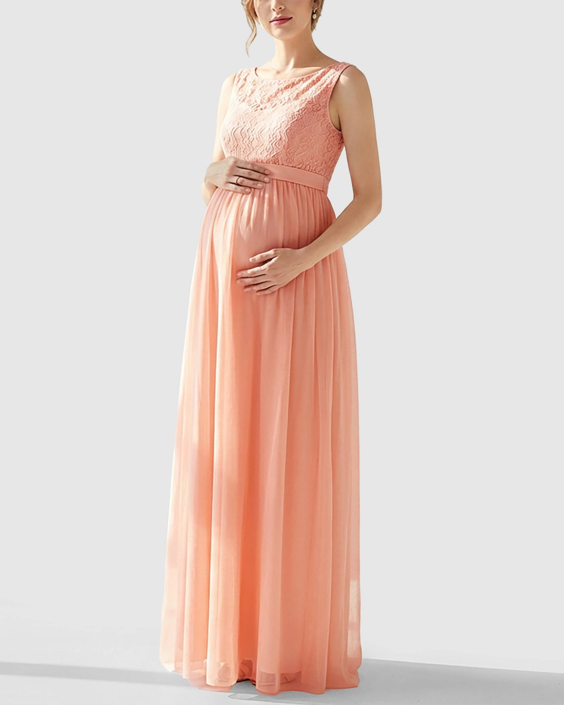 Lace Bodice Elegant Maternity Maxi Dress