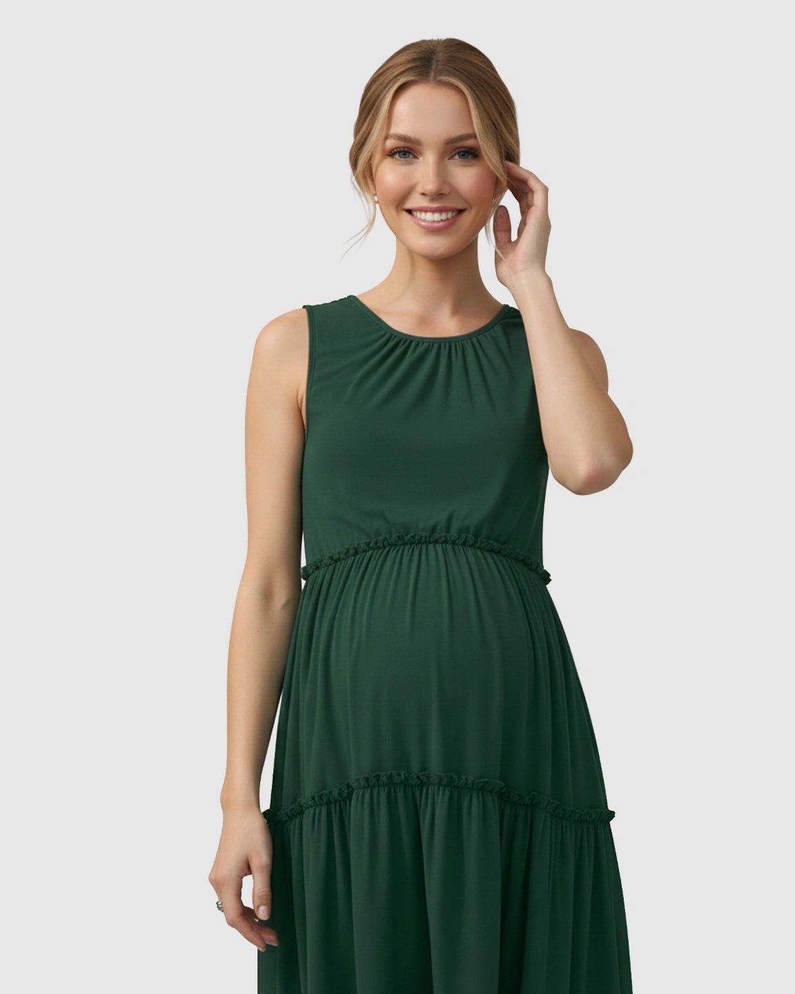 Tiered Ruffle Skirt Casual Maternity Midi Dress