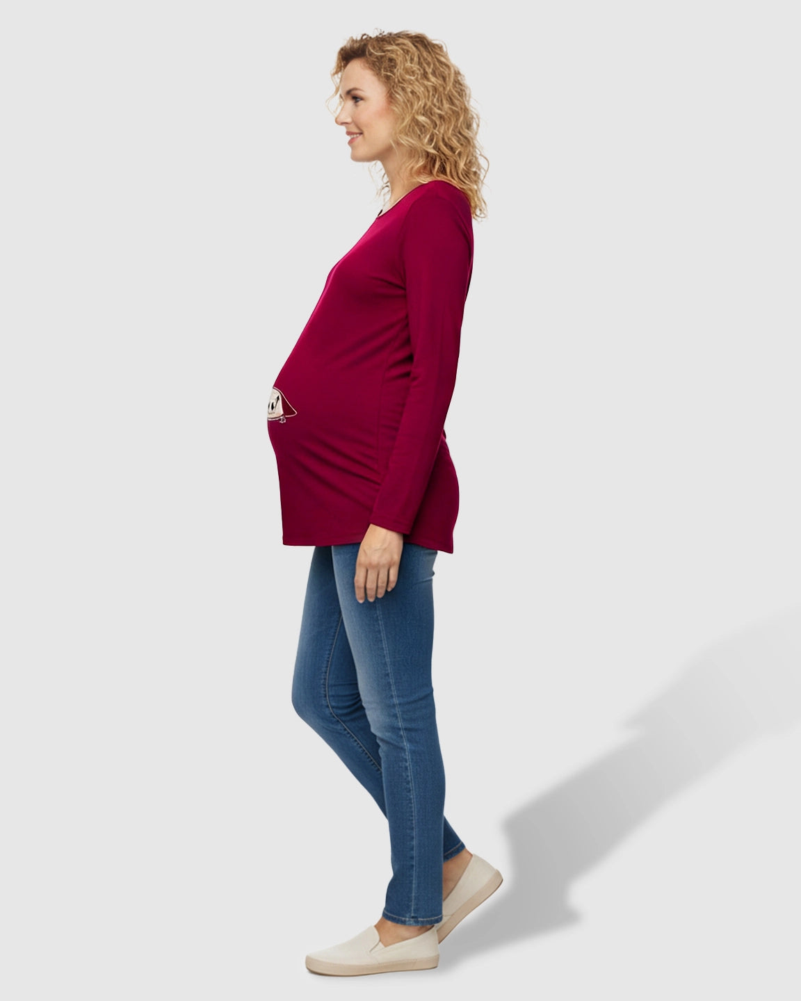 Slim Fit Side Ruched Long Sleeve Maternity Top