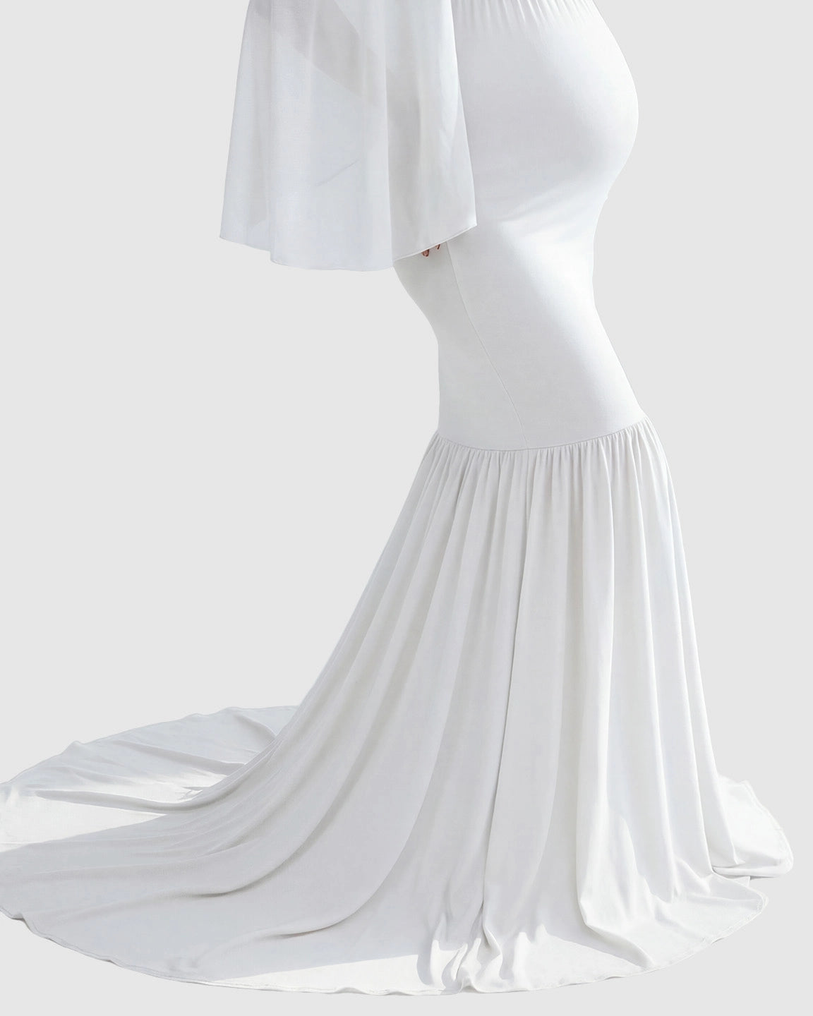 Trailing Hem Elegant Maternity Photoshoot Gown