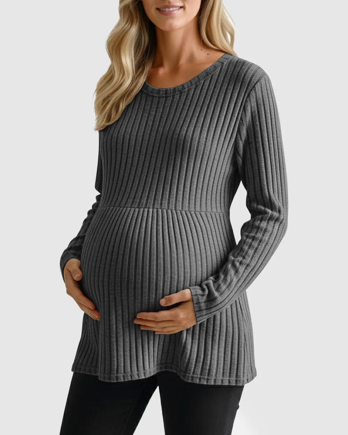 Soft Ribbed Long Sleeve Maternity Top
