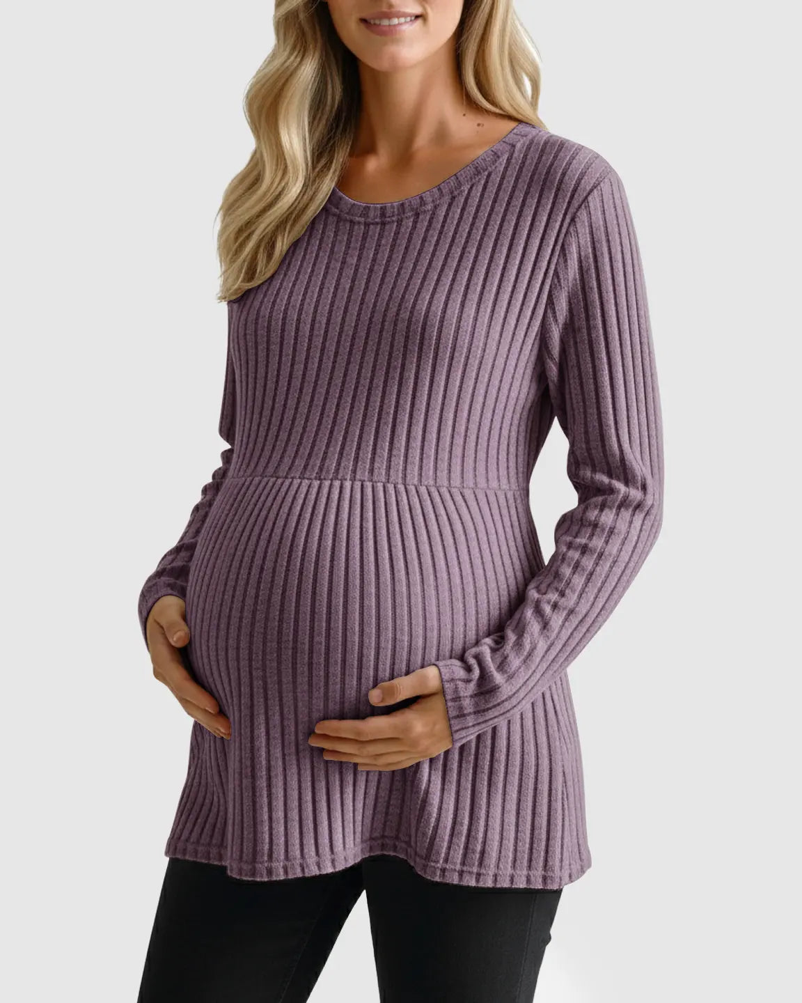Soft Ribbed Long Sleeve Maternity Top