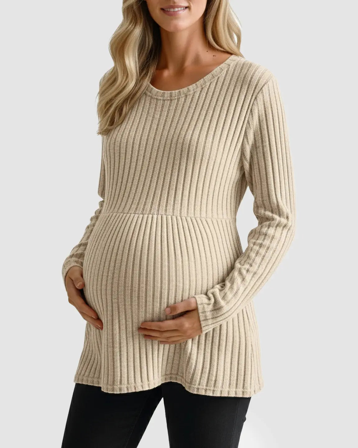 Soft Ribbed Long Sleeve Maternity Top