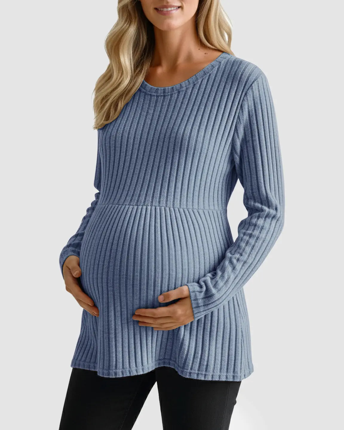 Soft Ribbed Long Sleeve Maternity Top
