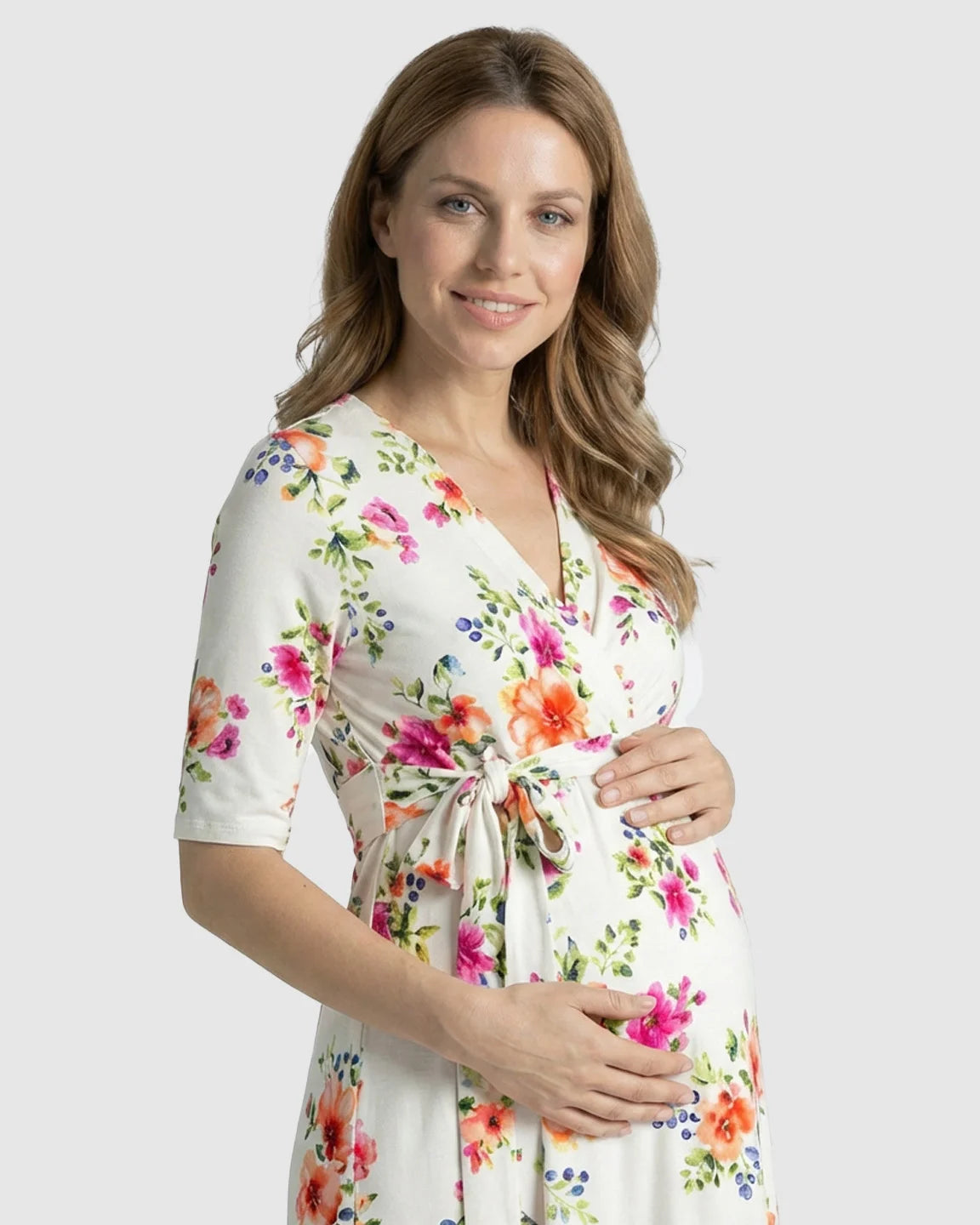 Adjustable Waist Floral Maternity Short Dress