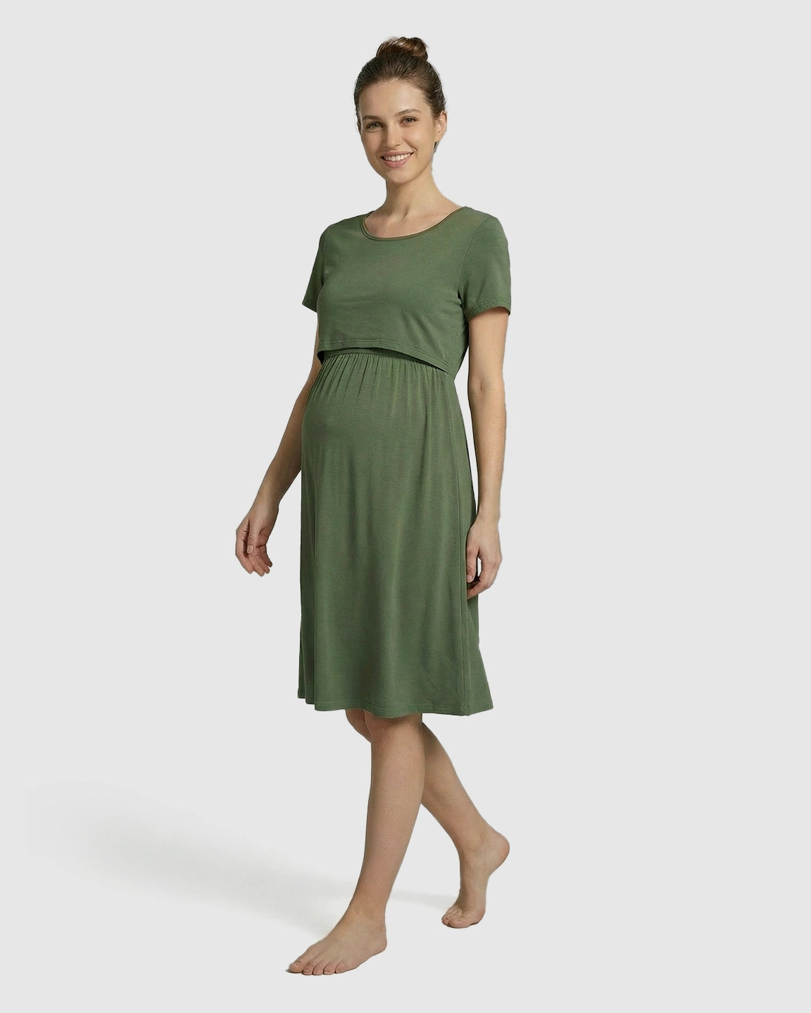 Double-Layer Nursing Front Relaxed Maternity Dress