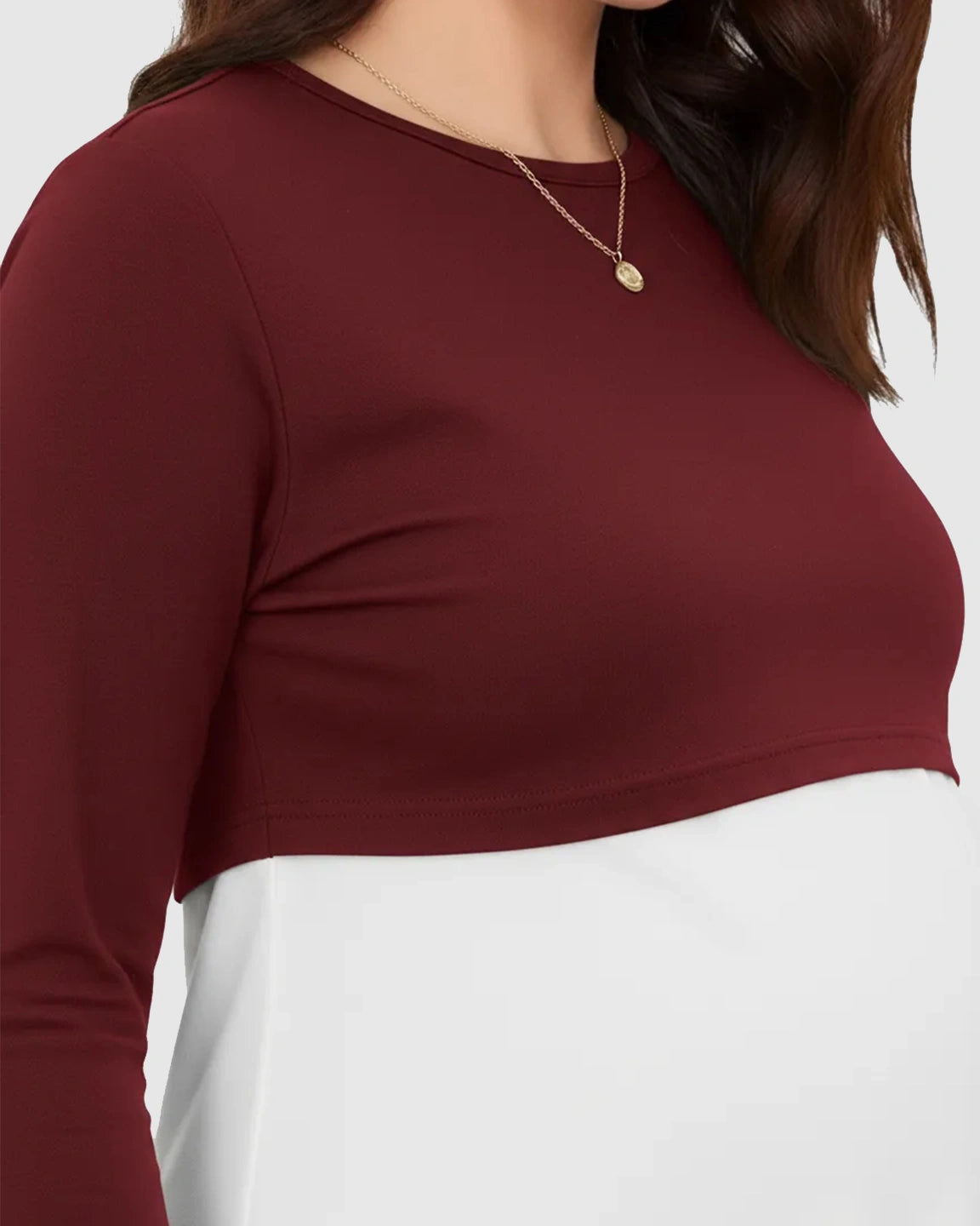 Double-Layer Nursing Access Color-Block Maternity Top