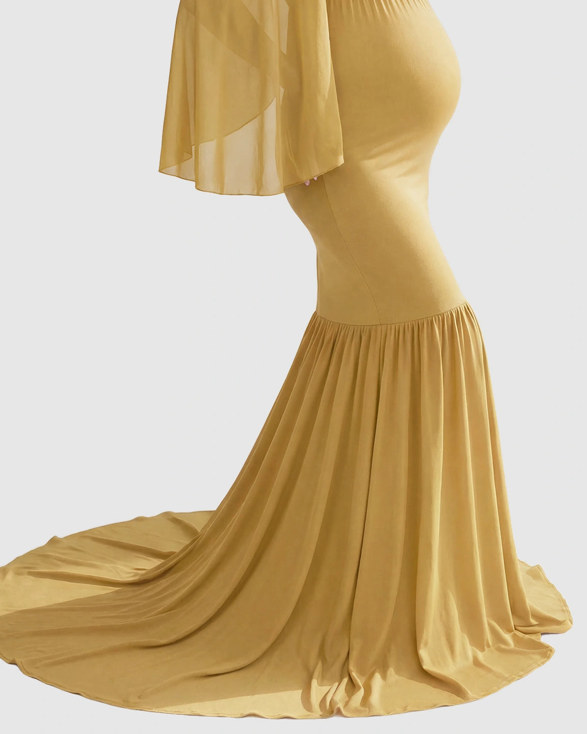 Trailing Hem Elegant Maternity Photoshoot Gown