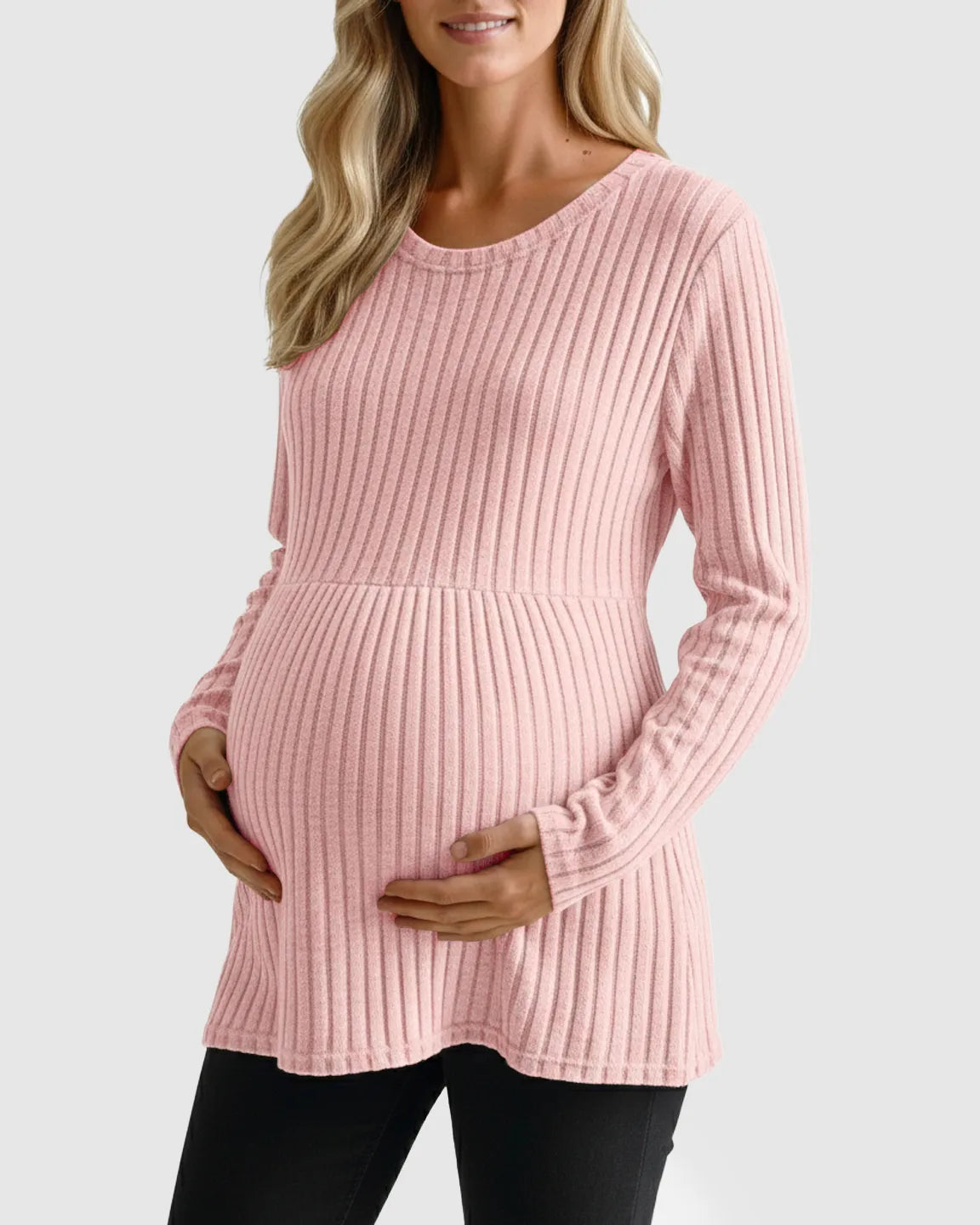 Soft Ribbed Long Sleeve Maternity Top