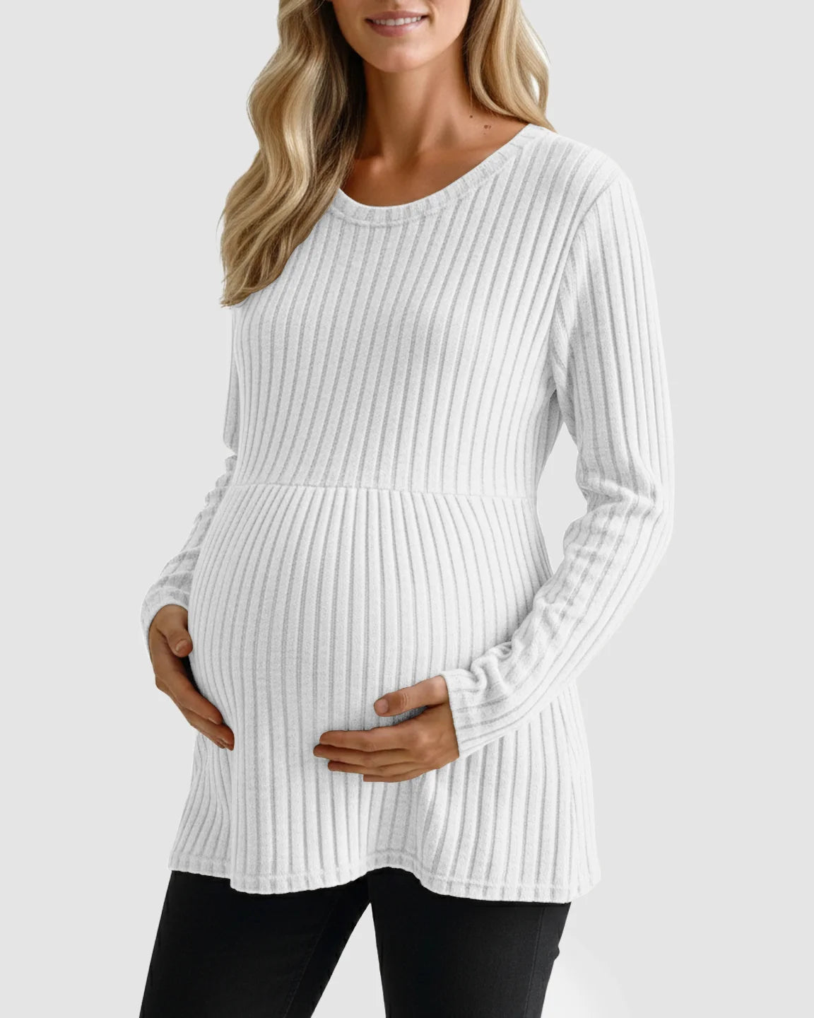 Soft Ribbed Long Sleeve Maternity Top
