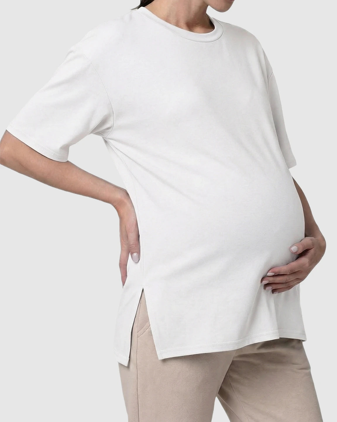 Zipper-Slits Casual Maternity Nursing T-Shirt