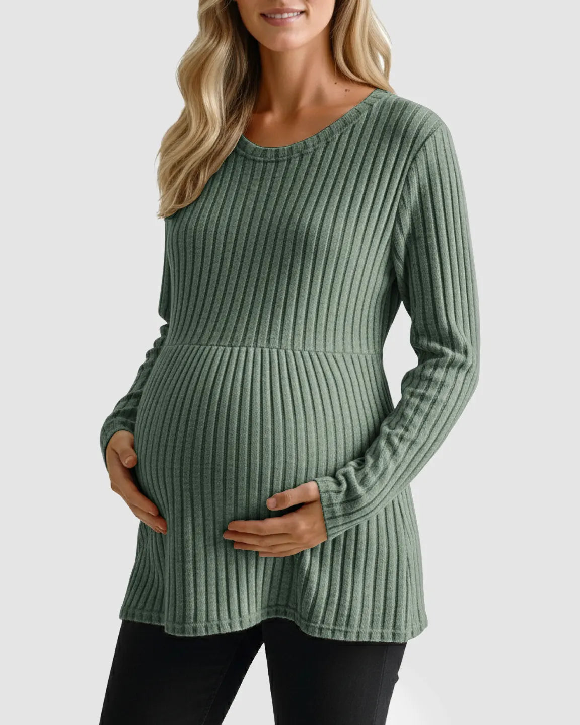 Soft Ribbed Long Sleeve Maternity Top