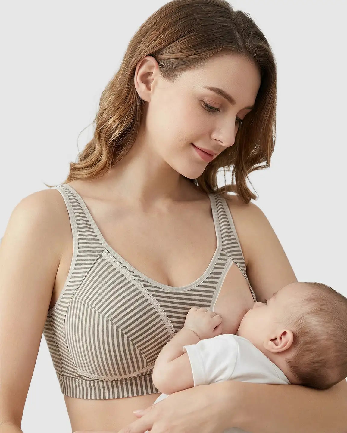 Striped Button Front Maternity Nursing Bra