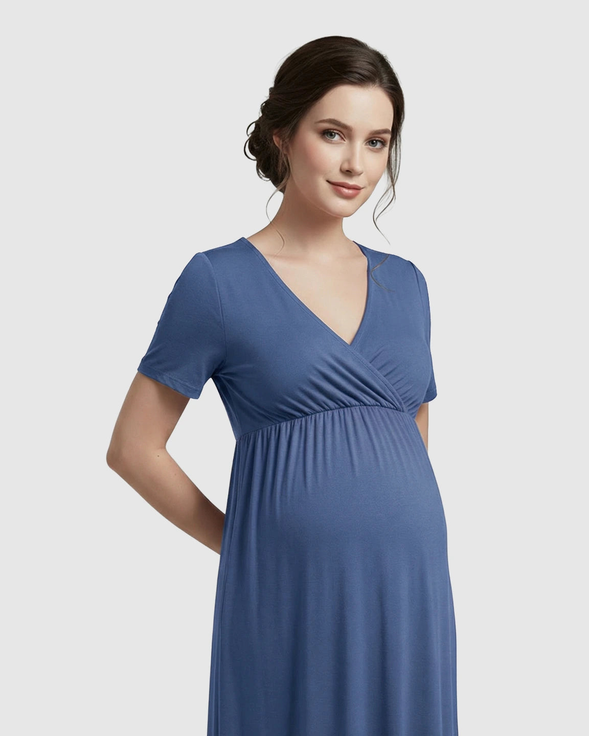 Crossover V-Neck Flowy Silhouette Maternity Maxi Dress