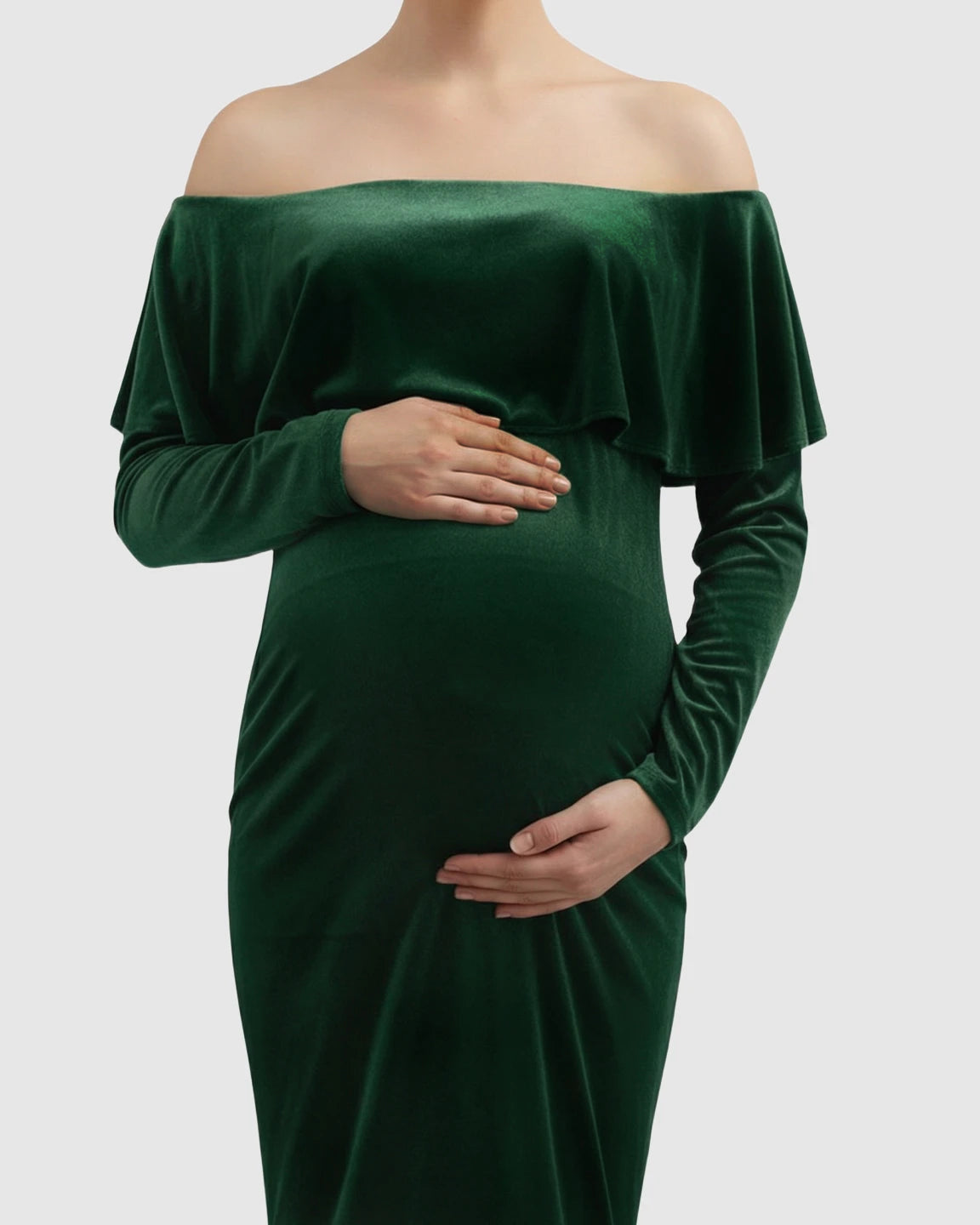 Off-Shoulder Fitted Maternity Photoshoot Dress