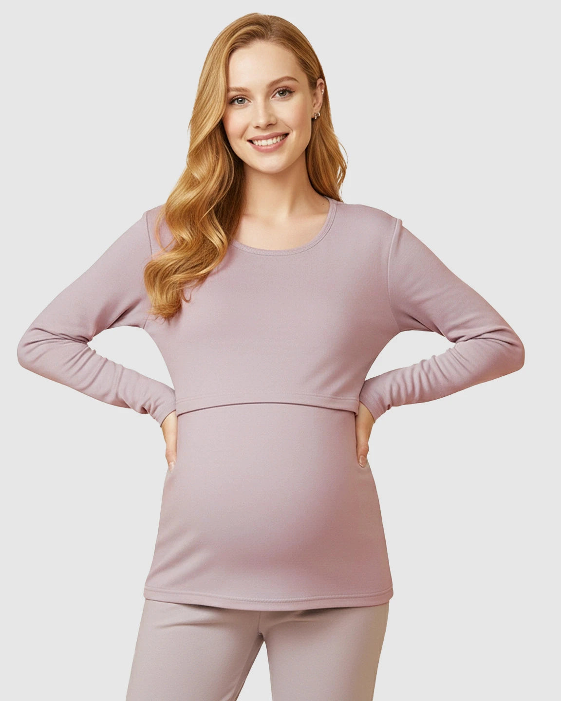 Nursing Access Long Sleeve Thermal Underwear Set