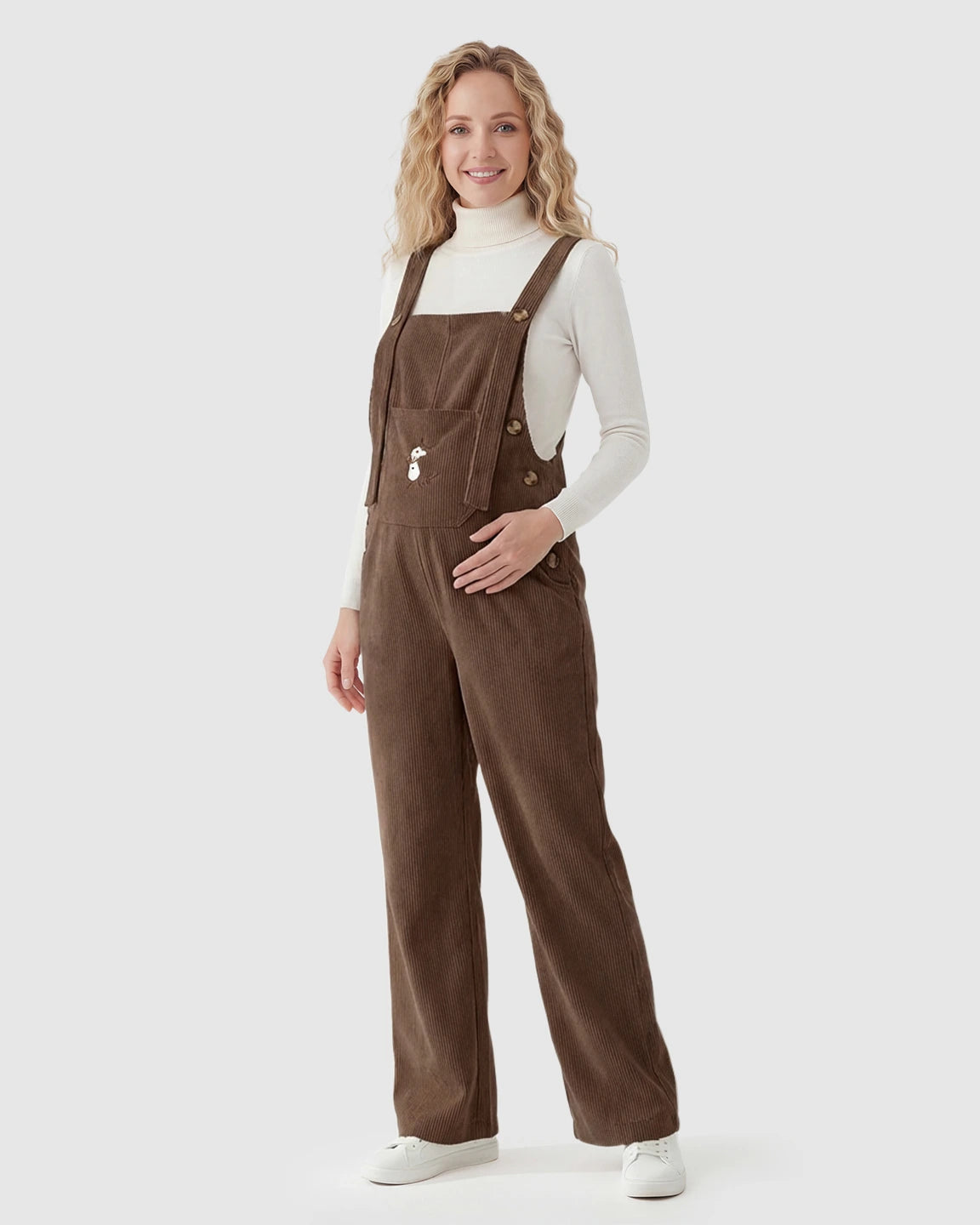 Adjustable Shoulder Straps Dungaree-Style Maternity Jumpsuit