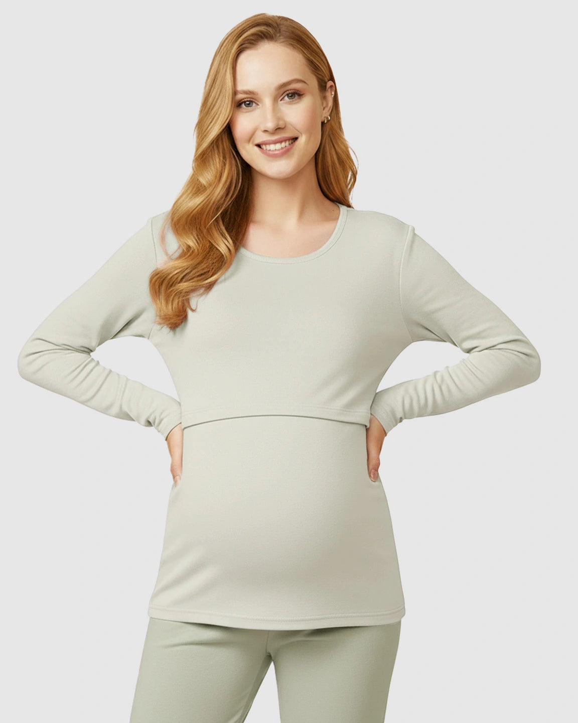Nursing Access Long Sleeve Thermal Underwear Set
