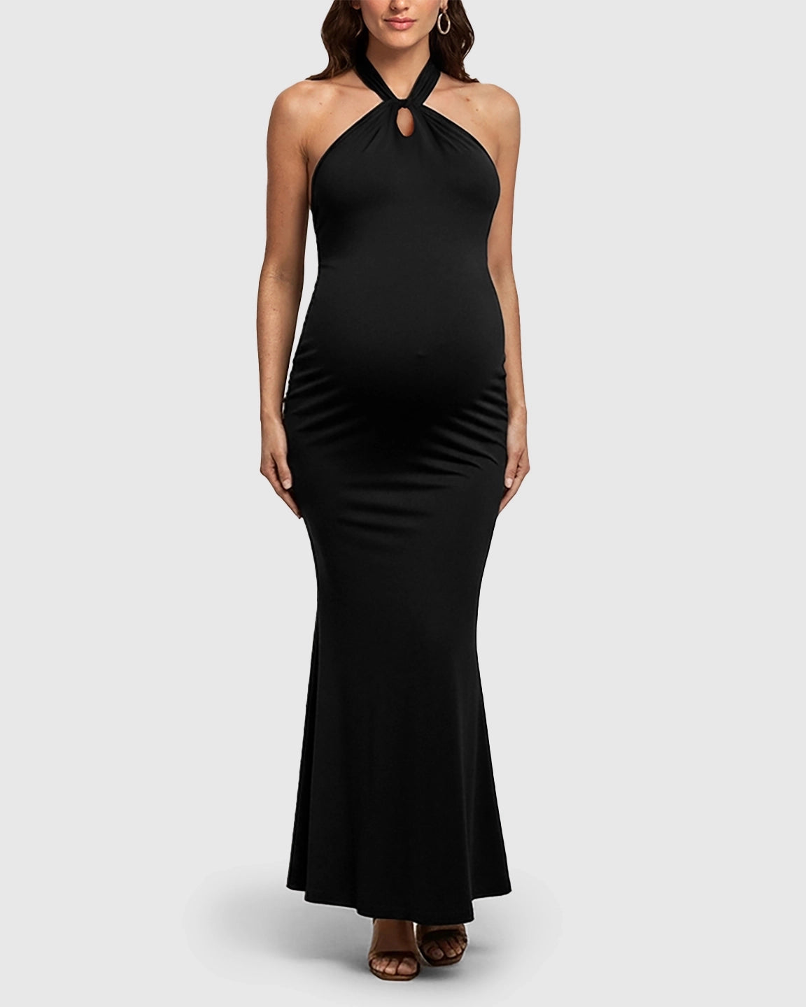 Halter Neck Bump-Friendly Maternity Maxi Dress