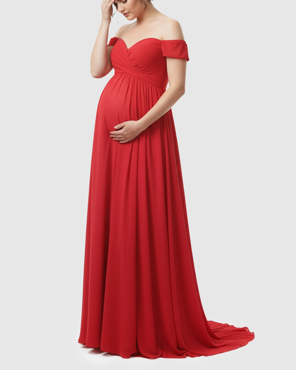 Off-Shoulder Dreamy Maternity Photography Gown