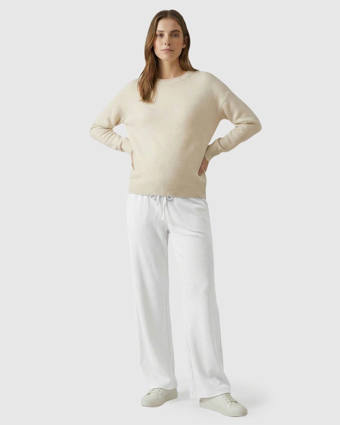 Waffle Knit Wide-Leg Maternity Pants