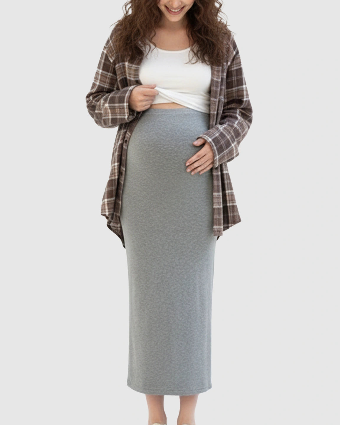 Skin-Friendly Casual Maternity Midi Skirt