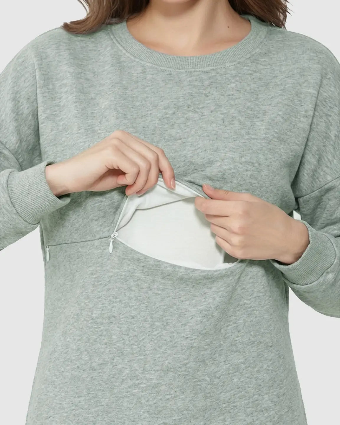 Discreet Zipper Nursing Access Casual Maternity Top