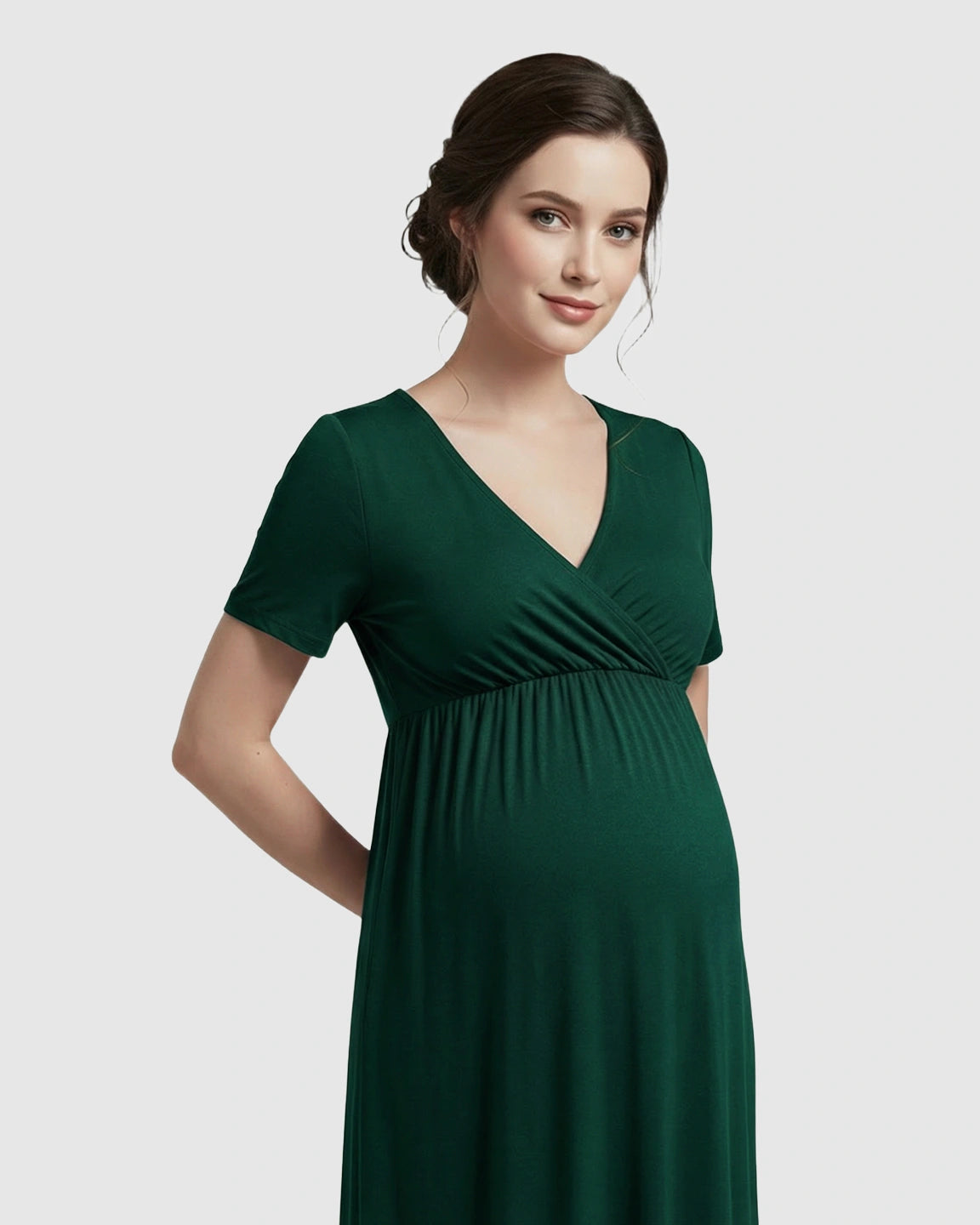 Crossover V-Neck Flowy Silhouette Maternity Maxi Dress