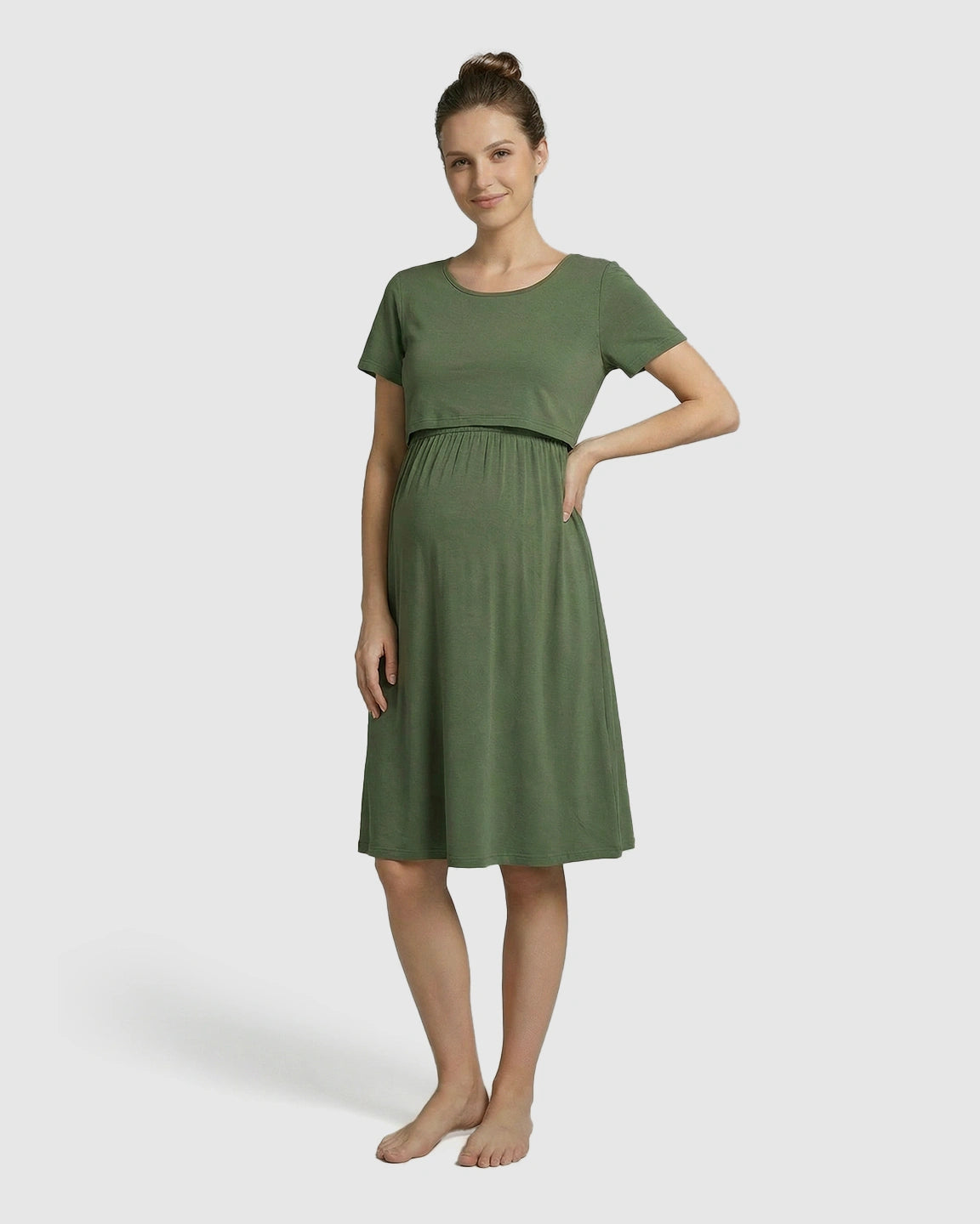 Double-Layer Nursing Front Relaxed Maternity Dress