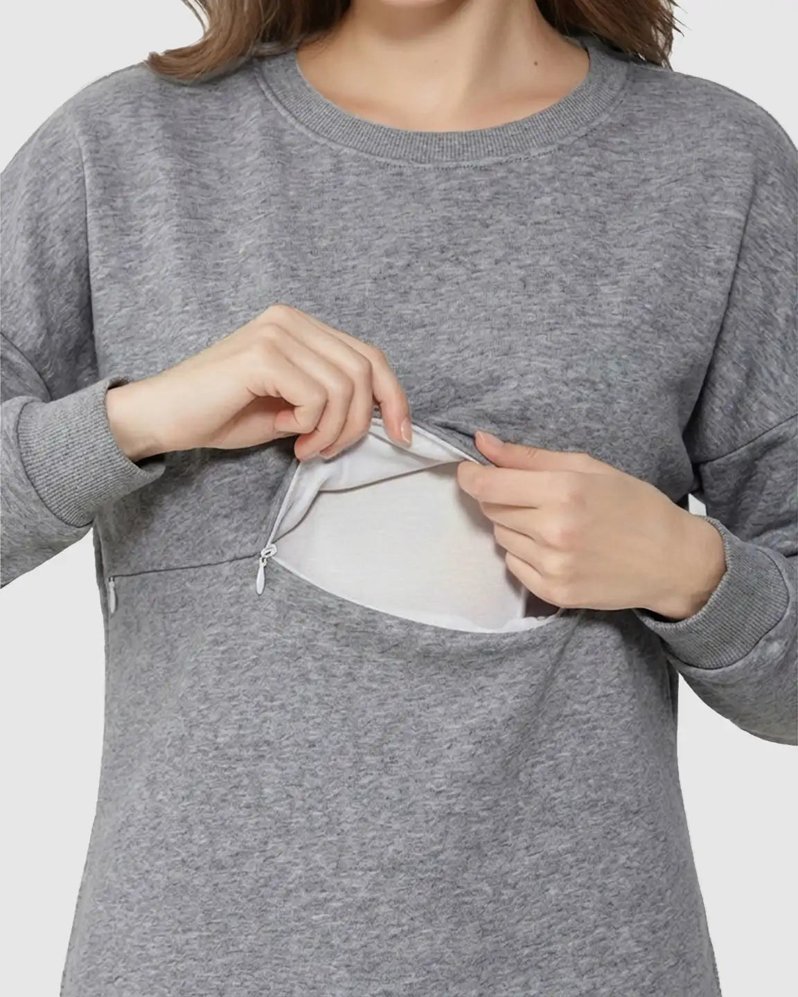 Discreet Zipper Nursing Access Casual Maternity Top