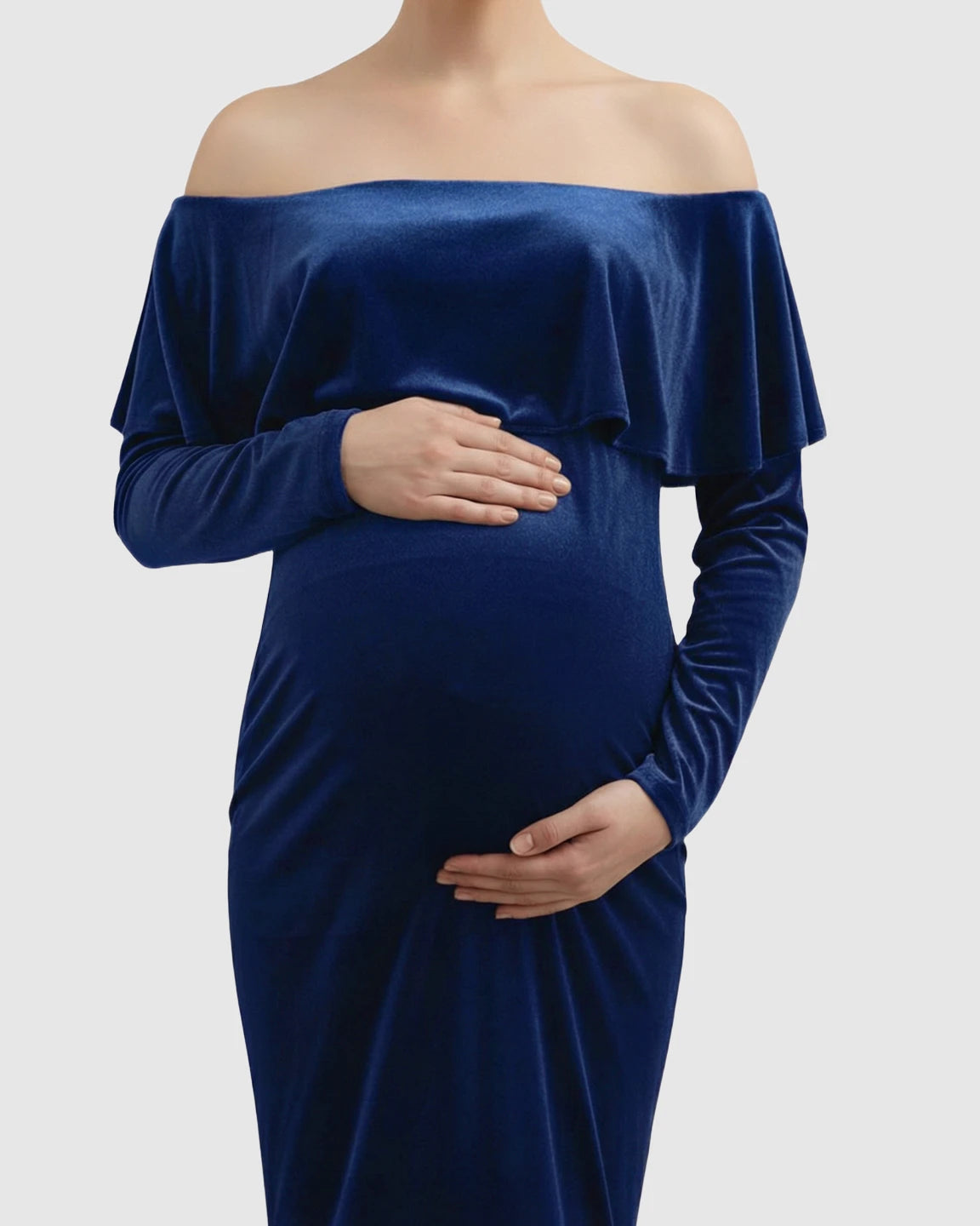 Off-Shoulder Fitted Maternity Photoshoot Dress