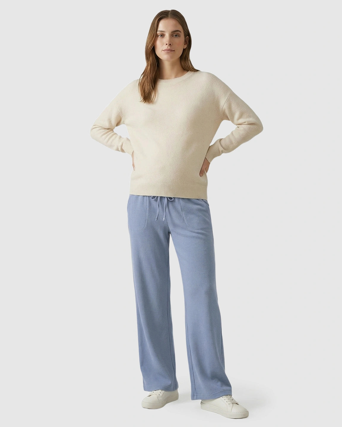 Waffle Knit Wide-Leg Maternity Pants