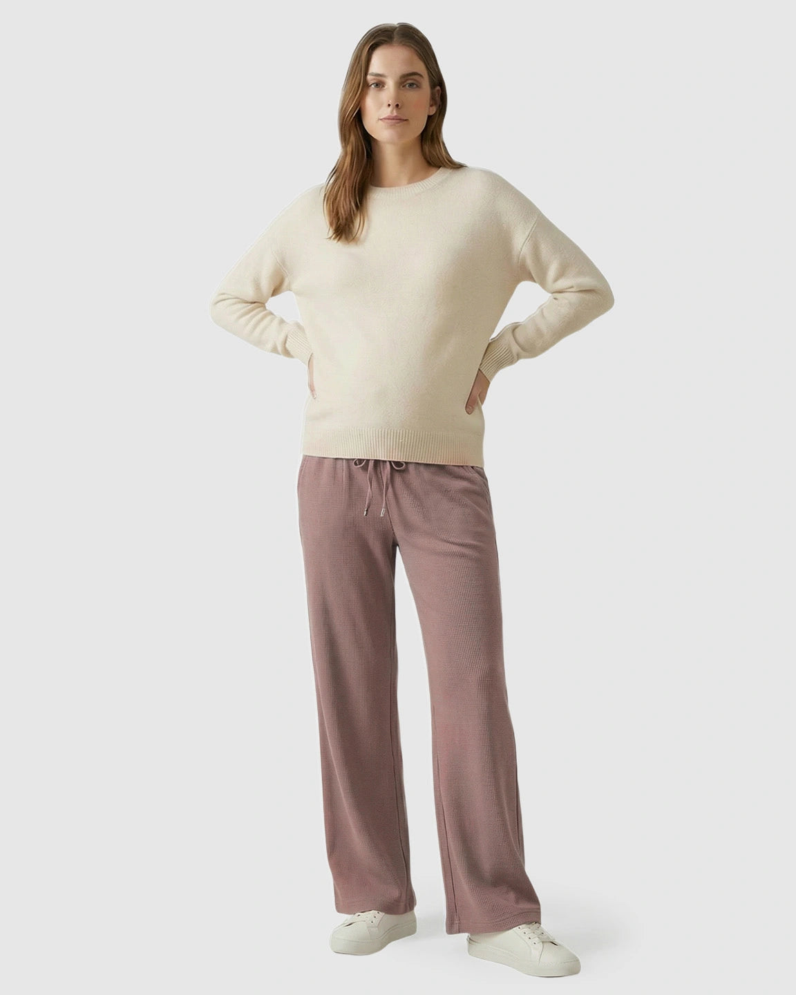 Waffle Knit Wide-Leg Maternity Pants